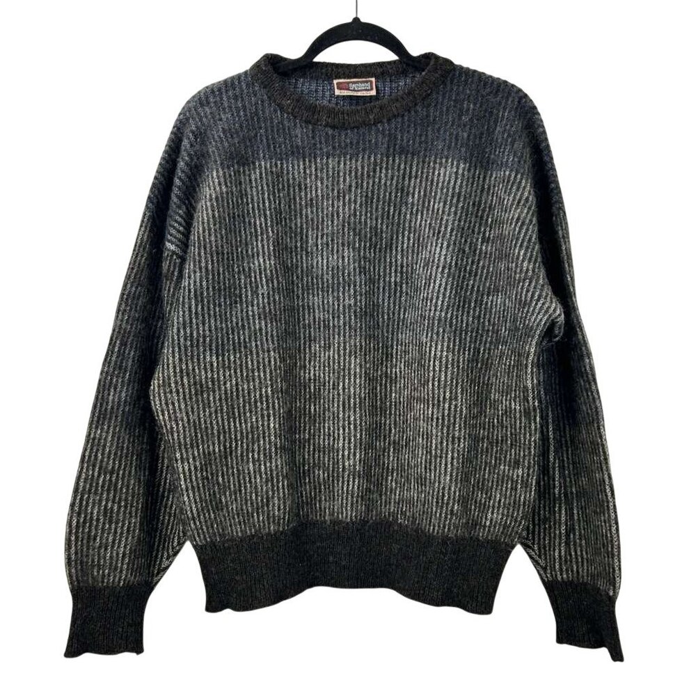 VTG Samband of Iceland Men's S 100% Pure New Wool Elbow Patch Crew Neck Sweater
